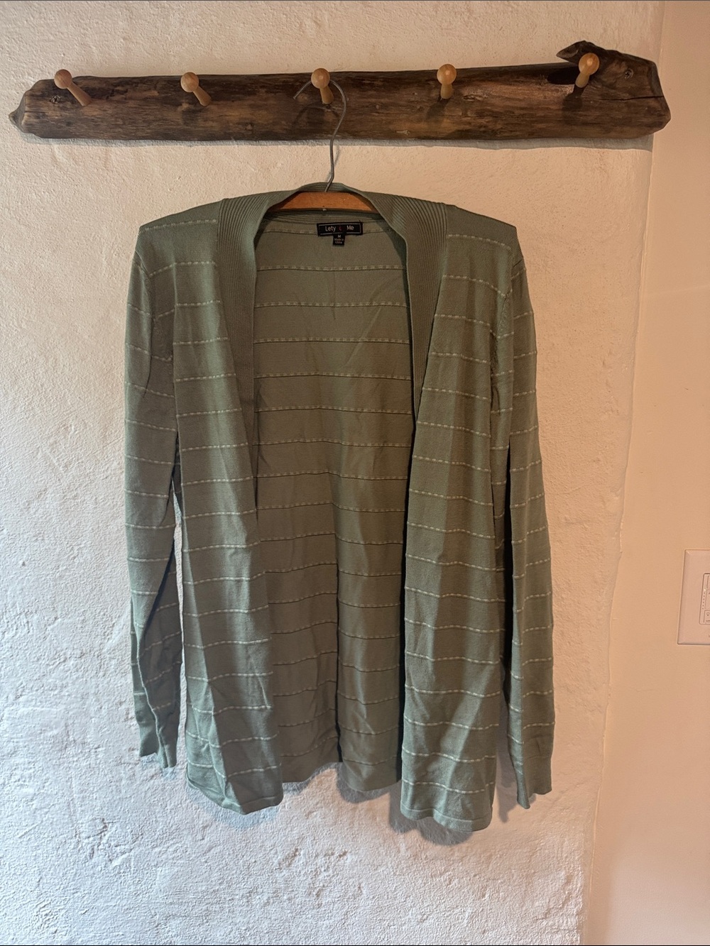 Lety & Me Olive Open-Front Lightweight Cardigan